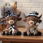 Wesiti 2 Pcs Highland Cow Figurines Resin Farmhouse Decor Home Sweet - Image 5