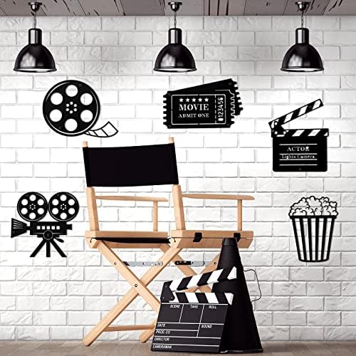 Moxweyeni 5 Pcs Movie Theater Decor Movie Theater Metal Home Room Decor Cinema and Popcorn Reel Wall Sign Art Cinema Film Wall Decoration for Home Party Supplies - Image 3