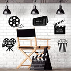 Moxweyeni 5 Pcs Movie Theater Decor Movie Theater Metal Home Room Decor Cinema and Popcorn Reel Wall Sign Art Cinema Film Wall Decoration for Home Party Supplies - Image 3