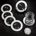 Jetec 6 Pcs Mirrored Glass Coasters with Holder, Bling, Black, 4 Inch by Jetec