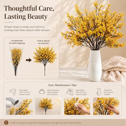 Mandy's 6 Bundles Artificial Dark Yellow Baby’s Breath Flowers - Image 6