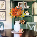 8Pcs Artificial Maple Leaves Branches 21.6in Fake Fall Leaves Stems Plants Outdoor Greenery for Home Kitchen Farmhouse Thanksgiving Table Centerpiece Fireplace Halloween Décor Orange - Image 6