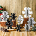 Wenqik 16 Pcs Wooden Snowflake 3D Centerpieces,White, Black, Silver by Wenqik