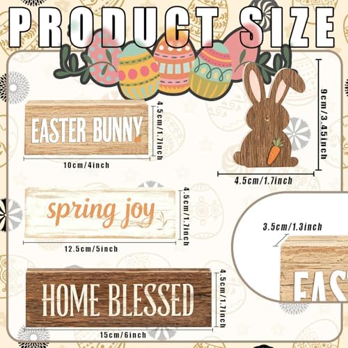 Easter Decorations - Easter Bunny Tiered Tray Decor Set - Wooden Easter Tabletop Decoration - Rustic Farmhouse Spring Home Decor Indoor for Tiered Tray Shelf Mantel Coffee Table Gift - Spring Home Decor for Living Room, Kitchen Counter - Image 3