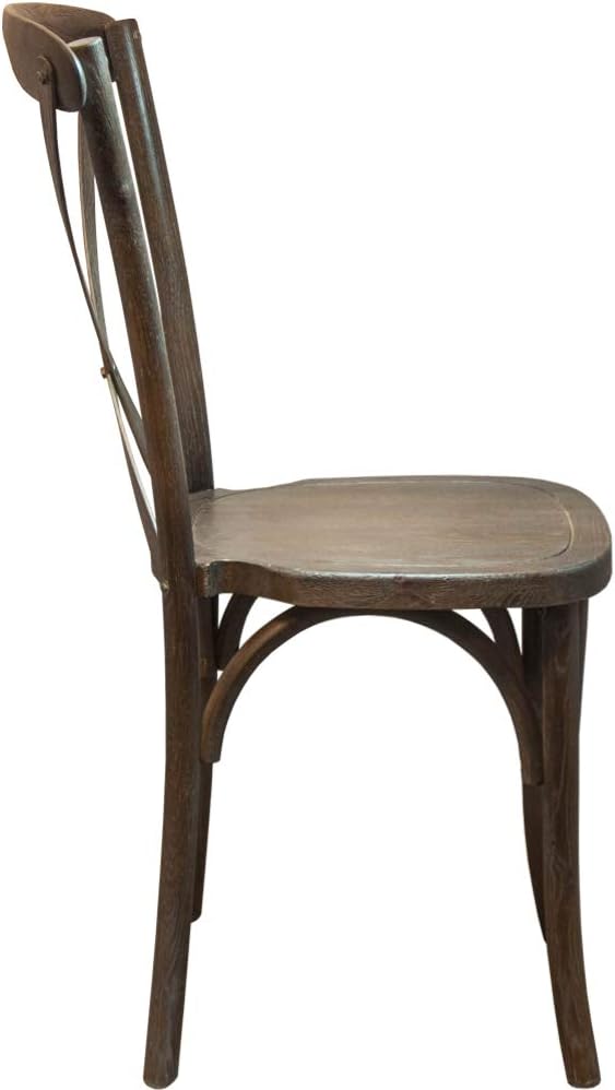 EMMA + OLIVER Gray Wash Dark Driftwood X-Back Chair - Image 4