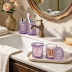 4pcs Purple Glass Bathroom Accessories Set - Image 2