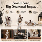 Dlfghos 3 Pieces Halloween Skeleton Statue Halloween Skull Figurine Home Decor Reading Skeleton Figurines Decorations for Indoor Fireplace Home Kitchen Desk Office Party - Image 2