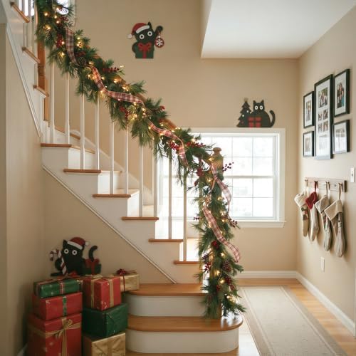 Lucky Merit Black Cat Christmas Decor, 3 Pcs Wooden Cat Wall Decorations - Image 5
