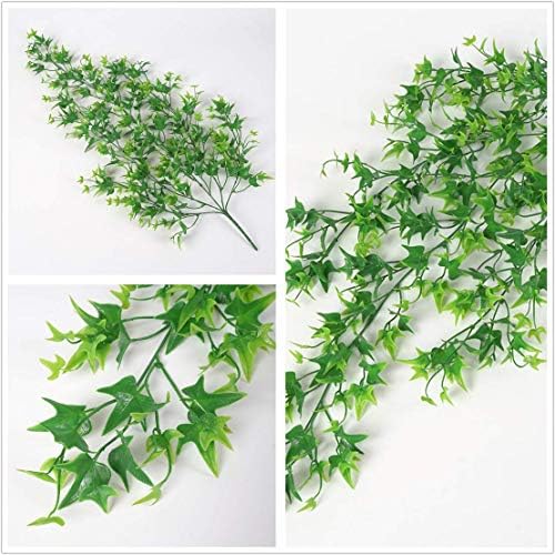 Artificial Hanging Vine, Sweet Potato Leaves Plastic Plants Greenery Faux Ivy Garland Fake Plant UV Resistant for Indoor Outdoor Garden Door Wall Baskets Wedding Party Table Decoration Green 4 Pcs - Image 2