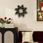 LIFFY 9.2“ Black and Gold Metal Flower Wall Art, Modern Rustic Floral Decor for Indoor Living Room Bedroom Office Outdoor Garden Patio Yard - Image 2