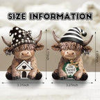 Wesiti 2 Pcs Highland Cow Figurines Resin Farmhouse Decor Home Sweet - Image 3