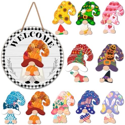 Interchangeable Gnome Welcome Sign Halloween Porch Decor by Unknown