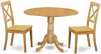 East West Furniture DLBO3-OAK-W 3 Piece Dining Set Contains a Round Dining Room by EastWestFurniture