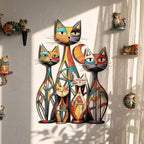 Wesiti Metal Cat Wall Art Decor Signs Colorful Mid Century 10.6x15.7 - Image 3
