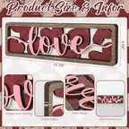 Vintage Valentine's Day Decorations for Office, Home, Table, Mantel, Shelf, Desk, 3 1/2 x 11 Inch Retro Valentine's Love Sign, Wooden Valentine Decor Sign, Farmhouse Red Pink Decoration (Love) - Image 2