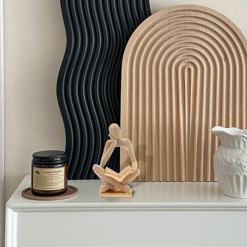 Sparkling Gold Reading Women Statue, Thinker Sculptures, Abstract Art Ornament, Modern Aesthetic Figurine Decoration for Home Living Room Bedroom Office Shelf Table Desk Bookshelf Decor - Image 4