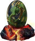 ACOCOFE Lava Dragon Egg, Crystal Dragon Egg with Luminous Base, Handmade Resin Ornaments - Gift for Christmas, Birthdays, Graduation, Holidays, Back to School (Green with Base) by ACOCOFE