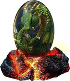 ACOCOFE Lava Dragon Egg, Crystal Dragon Egg with Luminous Base, Handmade Resin Ornaments - Gift for Christmas, Birthdays, Graduation, Holidays, Back to School (Green with Base) by ACOCOFE