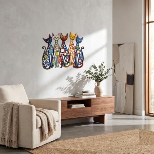Wesiti Metal Cat Wall Art Decor Colorful Sculptures Mid Century 11.6x10.5 - Image 4