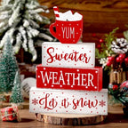 Marsui 4 Pcs Winter Tabletop Decor Red Hot Cocoa Christmas Block Signs - Image 2