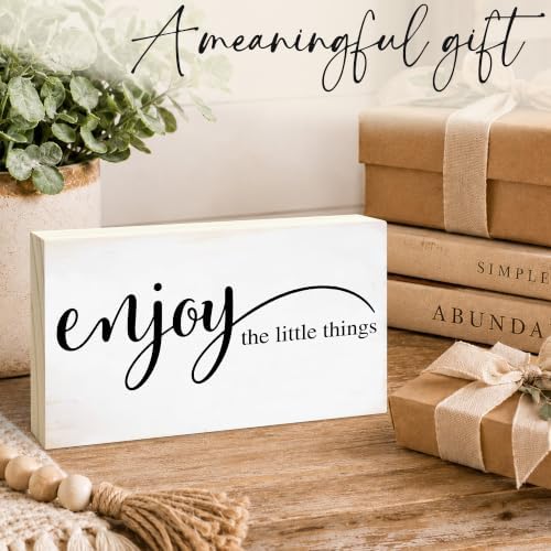 3x5 Inspirational Wooden Block Sign, Enjoy the Little Things, Natural - Image 5