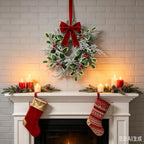 6 Pack Mini Christmas Hanging Wreaths Small Artificial Frosted Pine Cedar Wreaths with Red Berries Variegated Holly Leaves Faux Snowy Evergreen Wreath for Cabinets Front Door Window Porch Xmas Holiday - Image 3