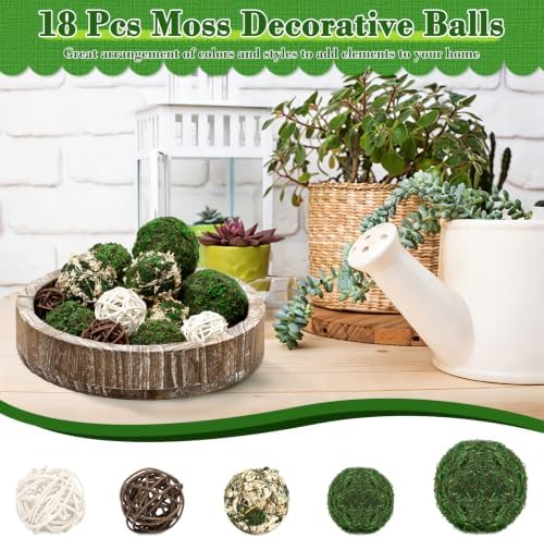 Lezmarket 18 Pcs Decorative Moss Balls for Centerpiece Bowls Assorted Sizes - Image 2