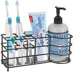 HBlife 7 Slots Toothbrush Holder, X-Large Stainless Steel Bathroom Decor, Black Electric Toothbrush Holder for Bathroom, Bathroom Counter Organizer for Small Spaces by HBlife