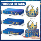 Geelin 4 Pcs Eid Mubarak Table Decoration Wooden Book Stack Signs - Image 3