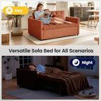 3 in 1 Convertible Sofa Bed, Velvet Fabric Loveseat Sleeper Couch, Modern Pull - Image 7