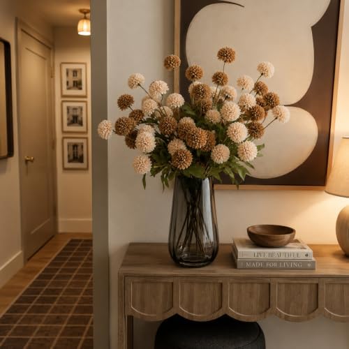 Brown Neutral Fall Decor with Vase, Artificial Chrysanthemums for Indoors - Image 5