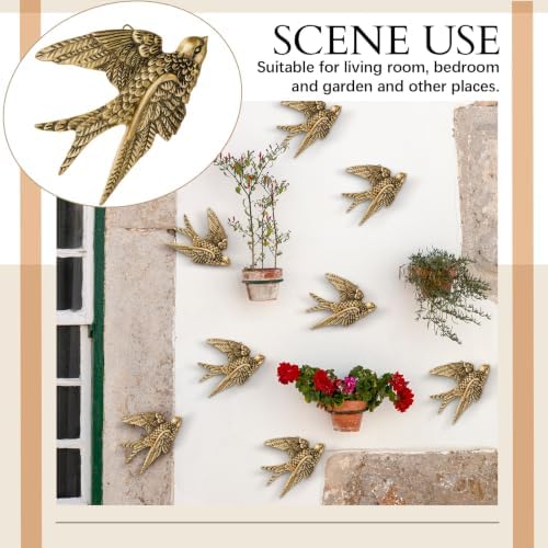 10 Piece Vintage Swallow Wall Decor, 4.7 Inch 3D Resin Bird Sculptures - Image 3