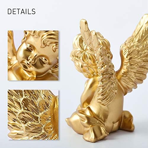 OwMell Set of 2 Cherub Angels Resin Statue Figurine, Indoor Home Decoration - Image 3