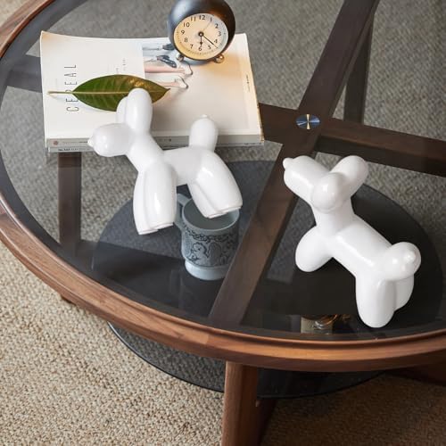 Notakia Large White Cute Ceramics Balloon Dog Statue Crafts Living Room Desktop Decorations,Handmade Modern Small Ceramic Animal Statue Ornament Home Decor Accents - Image 7