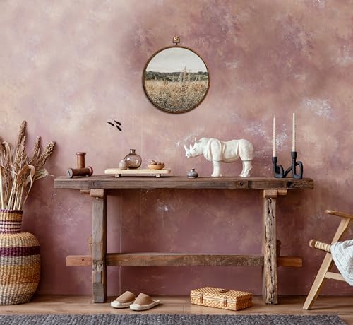 Round Wall Decoration, Vintage Floral Field Landscape Wall Art, Printed Canvas Wall Hanging for Bedroom Kitchen Home Office, Living Room Wall Art, Dorm Decor, Circular Wall Hanging with Hooks,21 - Image 3