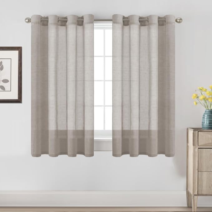 H.VERSAILTEX Linen Curtains Nickel Grommet Natural Linen Semi-Sheer Curtains 2 by HVERSAILTEX