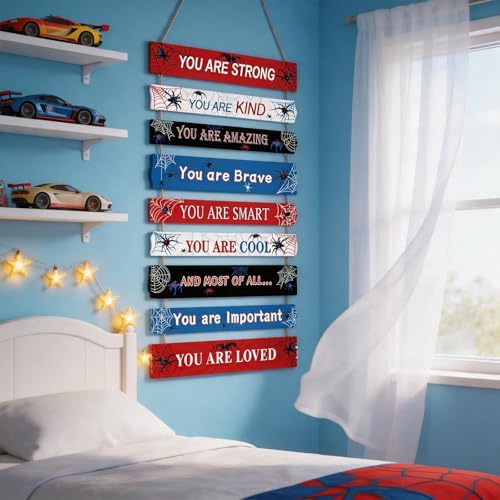 Spider Boys Room Decor, Wooden Art Prints for Boy Kids Children Toddler Bedroom, Home Indoor Inspirational Wall Decoration, Wall Decor Room Sign for Birthday Gifts - Image 6