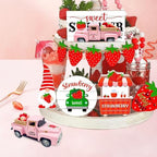 Strawberry Decor Vintage Truck with Mini Fake Strawberries and Wooden Crate - Image 7