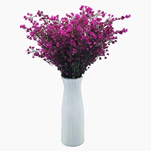 CATTREE Artificial Shrubs Bushes, Plastic Fake Green Plants for Wedding Indoor Decor Home Garden Verandah Kitchen Office Table Centerpieces Arrangements Christmas Decoration Fuchsia 4 pcs - Image 6