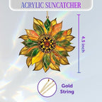 Stained Glass Acrylic Sunflower Ornament – Colorful Glass Sun Catcher for Windows, Christmas Tree Decoration 2025, Hanging Holiday & Everyday Décor Gift(Sun-22) - Image 3