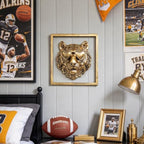 Newinhome Animal Heads Wall Decor (Includes Metal Frame) Resin Animals Sculptures Head Wall Hanging Decoration Gold vintage Wall Sculpture for Living Room Bedroom Office(Tiger) - Image 5