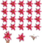 20PCS 6" Large Fake Lily Flower Heads, Realistic Stamens Artificial Flowers for Crafts Cake Wedding Decor (Dark Pink) by SOFTKIDS