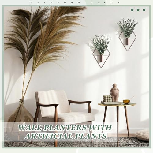 Jexine 2 Pcs Hanging Artificial Planters Wall Decor, Bronze, Eucalyptus - Image 5