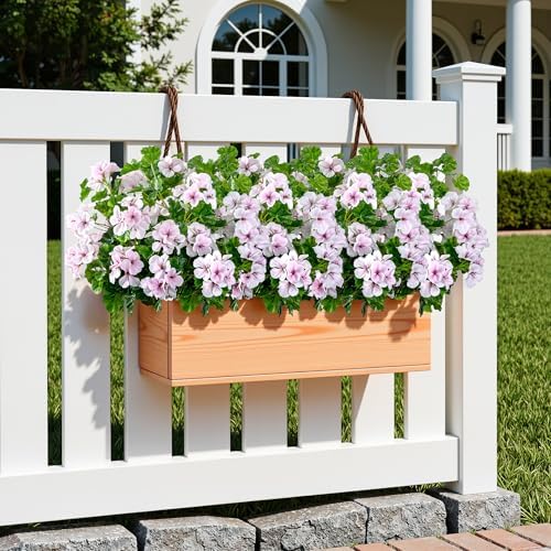 Artificial Geraniums for Outdoors, 8 Stems 17.7 Inch Pinkish White Faux Geranium Bush Fake Flowers UV Resistant Fall Porch Patio Garden Planter Window Box Indoor Decor, Pot Not Included - Image 6