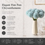 Mandy's 12pcs Artificial Blue Ball Chrysanthemum Flowers - Image 2