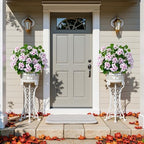 Artificial Geraniums for Outdoors, 8 Stems 17.7 Inch Pinkish White Faux Geranium Bush Fake Flowers UV Resistant Fall Porch Patio Garden Planter Window Box Indoor Decor, Pot Not Included - Image 5