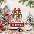 Marsui 4 Pcs Christmas Gingerbread Table Decorations Wooden Sign Blocks - Image 6