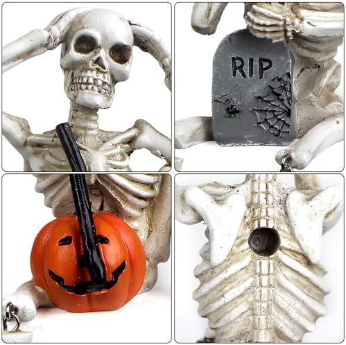 Halloween Skeleton Statue Set of 3, See Speak Hear No Evil Figurines - Image 3