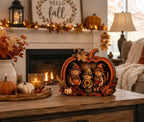 Vintage Wooden Scarecrow Pumpkin Fall Decor, 3D Fall Decorations for Home, Rustic Autumn Harvest Decor with Maple Leaves & Sunflowers, Thanksgiving Tabletop Decor for Shelf, Mantel, Farmhouse - Image 6