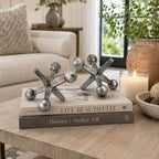 4 Inch Metallic Silver Jacks Decor Set of 2 - Image 7